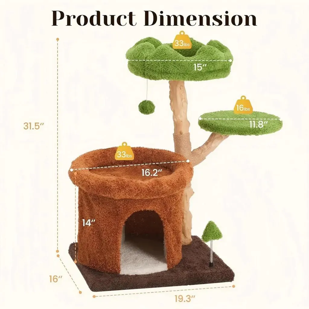 Katzenvilla Arbre à Chat en Bois 3 Niveaux Design Épuré pour Intérieur - 12