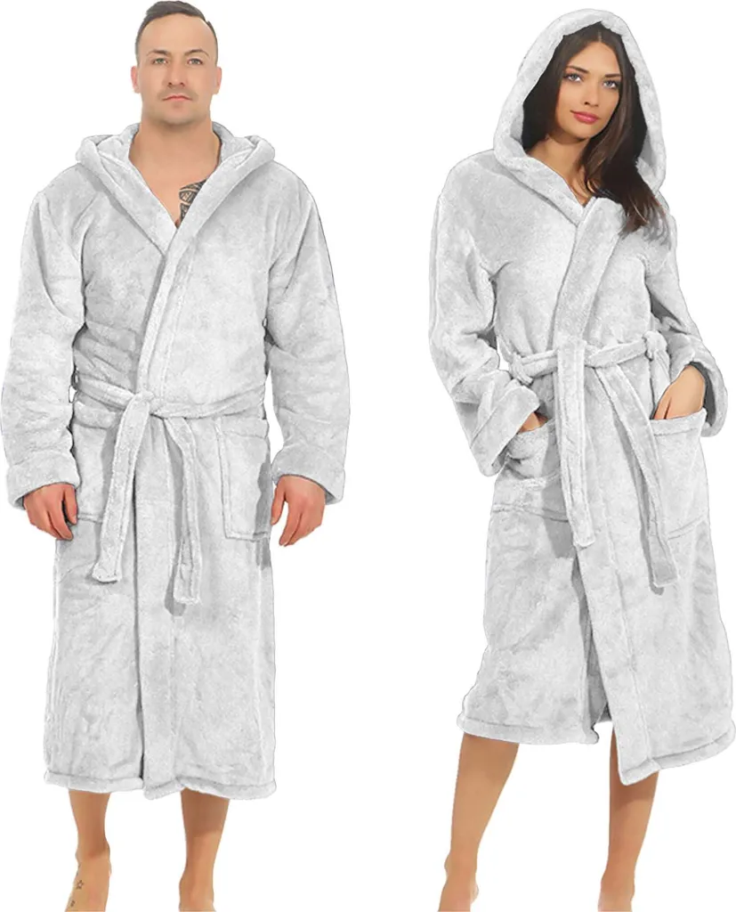 ETÉREA® accappatoio donna e uomo in morbido pile [CON CAPPUCCIO] - Accappatoio sauna Mustique - Accappatoio donna - Accappatoio sauna unisex morbido, soffice e che si asciuga rapidamente - Bianco taglia M