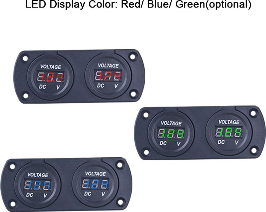 Auto Voltmeter LED Dual Digital Display Spannungsmesser 6-35V für 12/24V LKW SUV Marine Boot