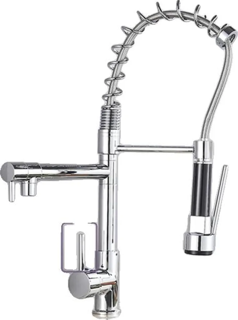 Robinet cuisine 360° anti-éclaboussures avec douchette extractible chrome