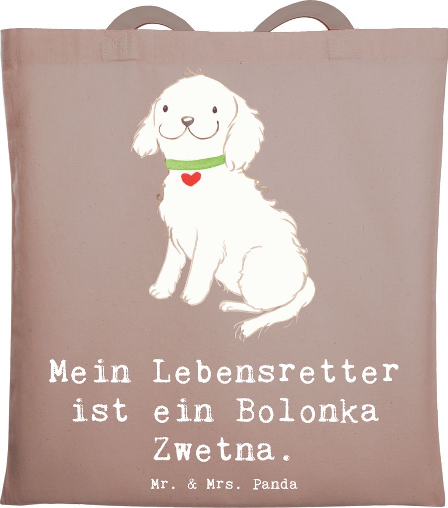 Mr. & Mrs. Panda Einkaufstasche Bolonka Zwetna Lebensretter - Braun Pastell - Geschenk, Tasche, Beutel, Laptoptasche, Tsvetnaya, Shopping, Tote Bag