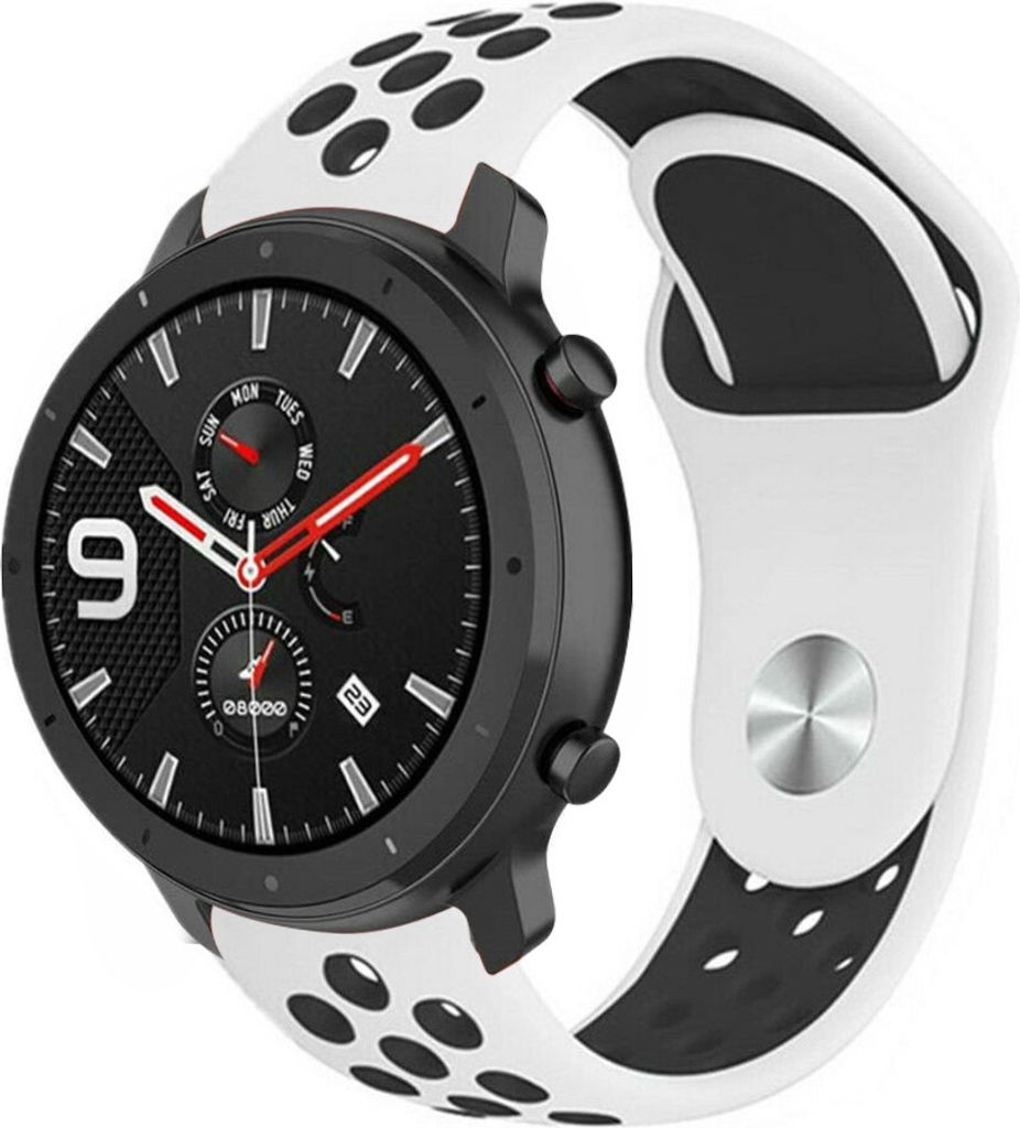 Strap-it Xiaomi Amazfit GTR Sportarmband (Weiß/Schwarz)