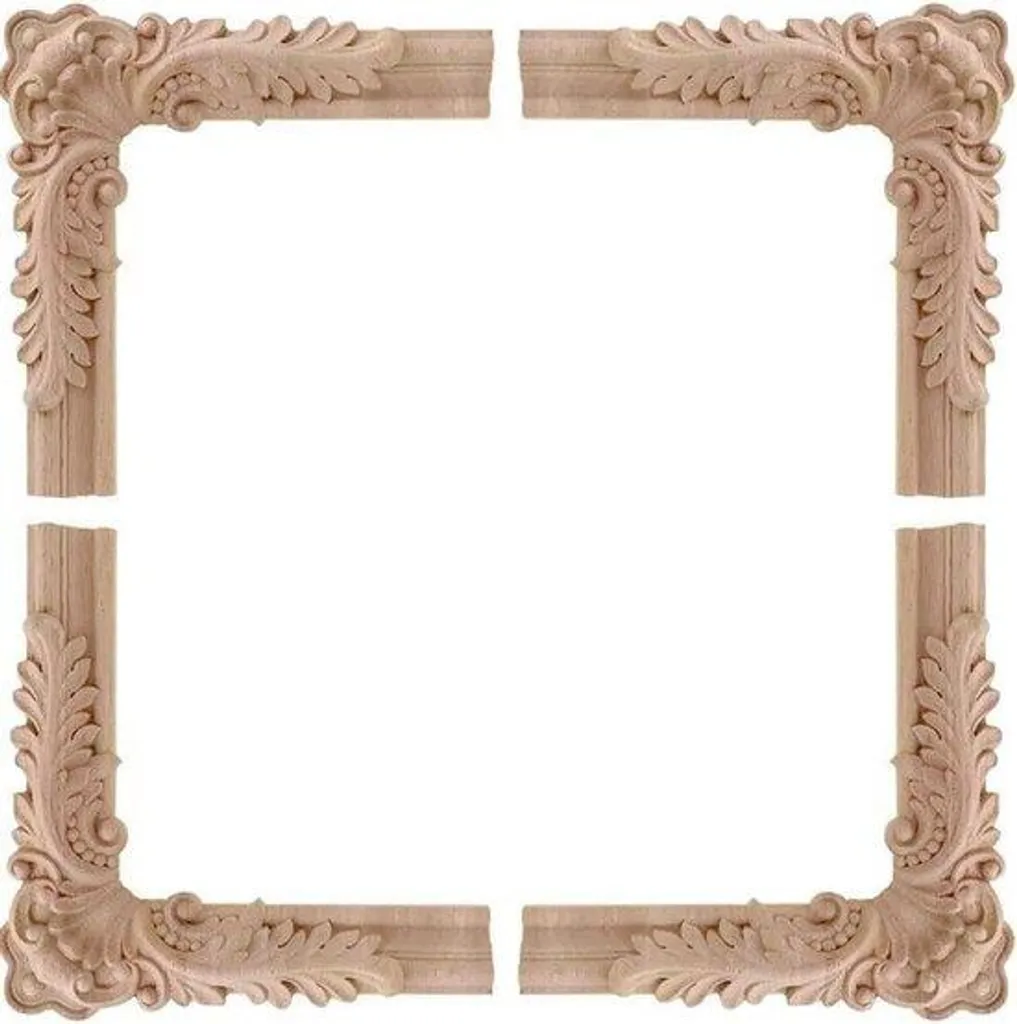 Lot de 4 Ornements Floraux Sculptés dans le Bois au Style Vintage Chic