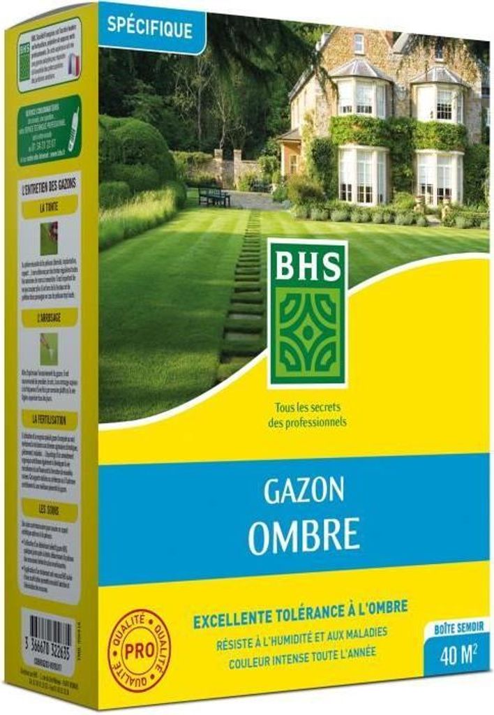 Gras - BHS - Schattenrasen 1kg - 40m² - Beständig gegen wenig Licht und schattige Bereiche.