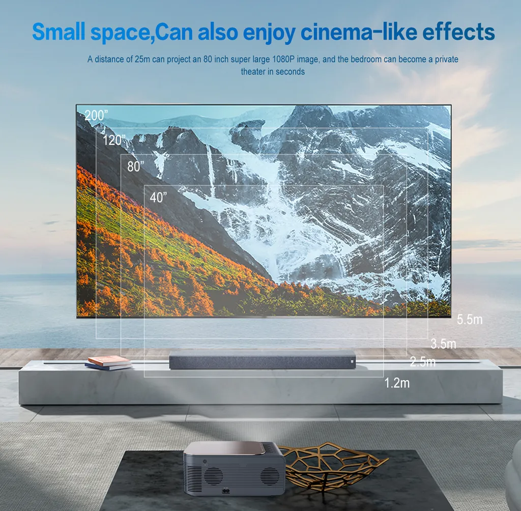 Vidéo-projecteur M8 intelligent HDR WiFi bi-bande et Bluetooth 5.0 - 14