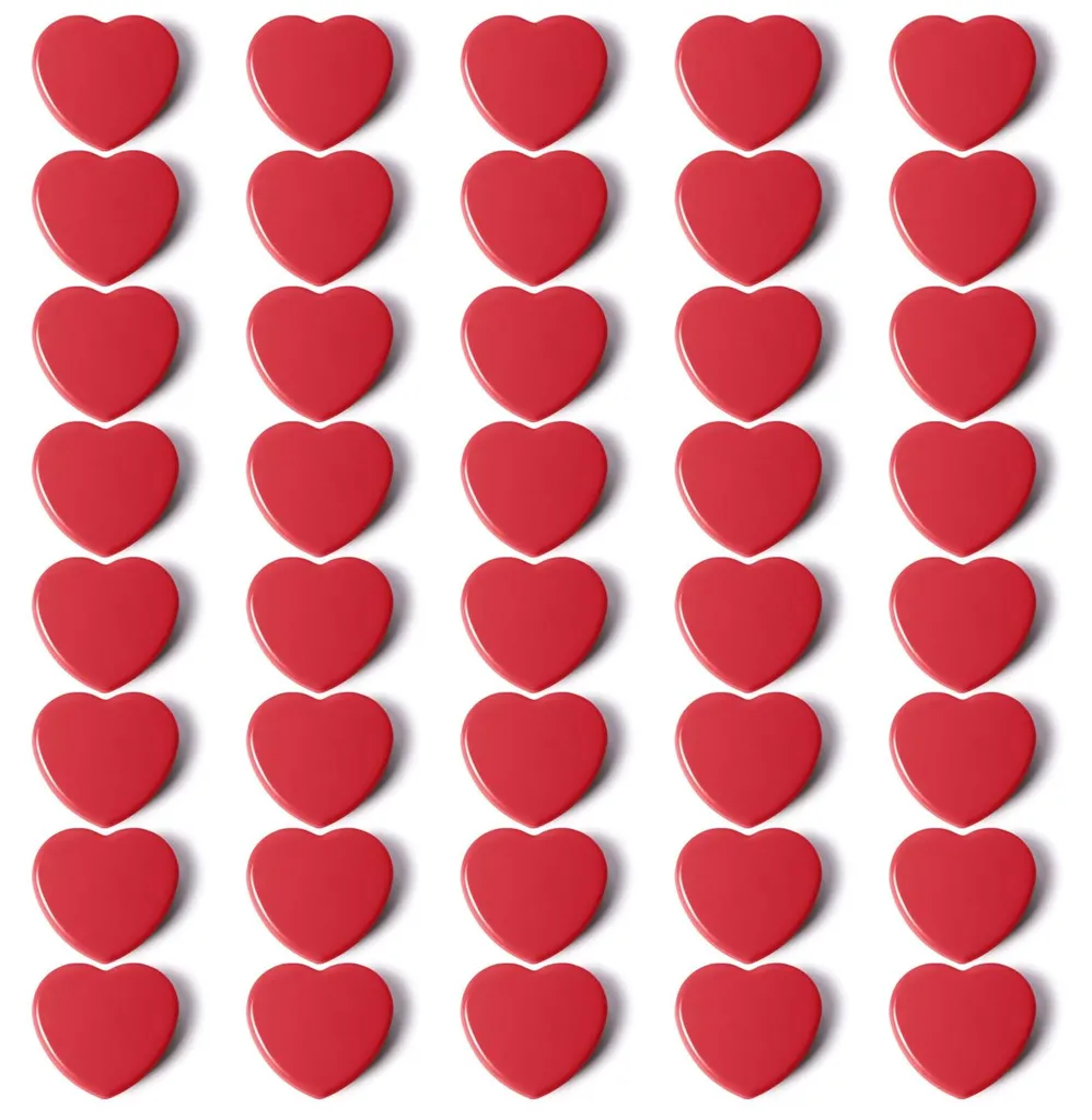 Petits aimants décoratifs rouges pour frigo et tableau blanc - 40 pcs