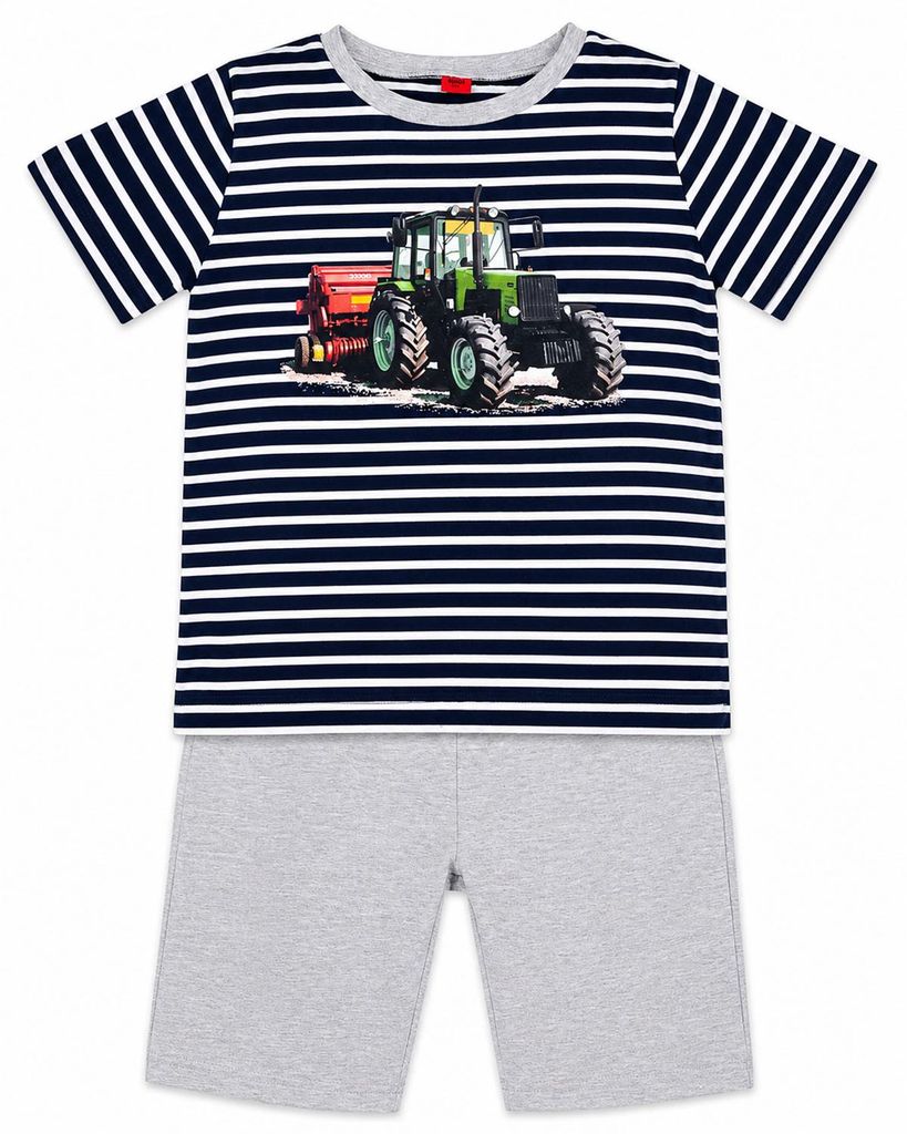 BONDI Jungen Shorty Pyjama "Traktor" 33157 | Stripe Navy / White Größe: 92