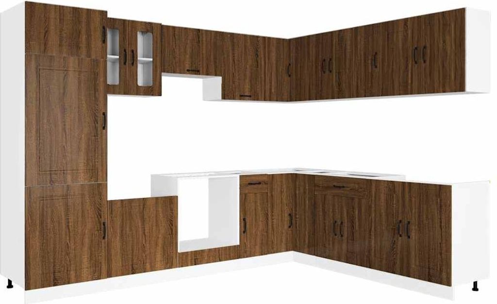 vidaXL 14-tlg. Küchenschrank-Set Kalmar Braun Eichen-Optik Holzwerkstoff