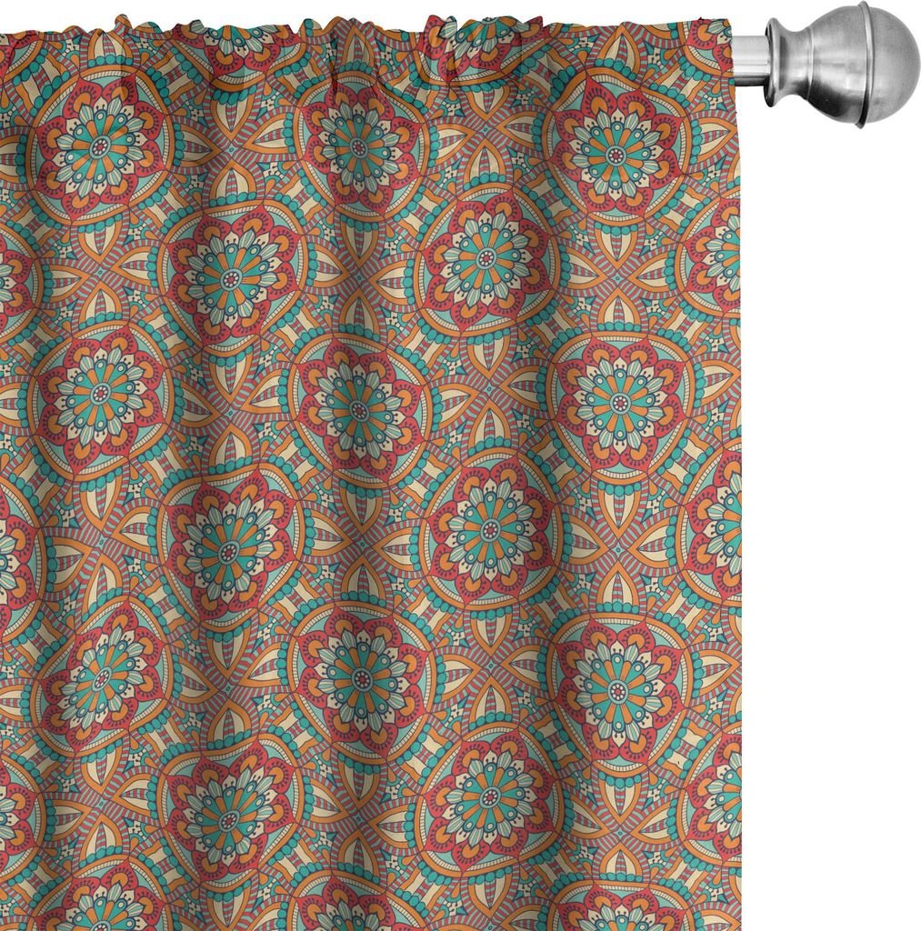 ABAKUHAUS Stammes Vorhänge, Gardinen, Ethnisches orientalisches Blumen-Muster-abstrakte Nachbildungative Paisley inspirierte blühende Blumenblät...