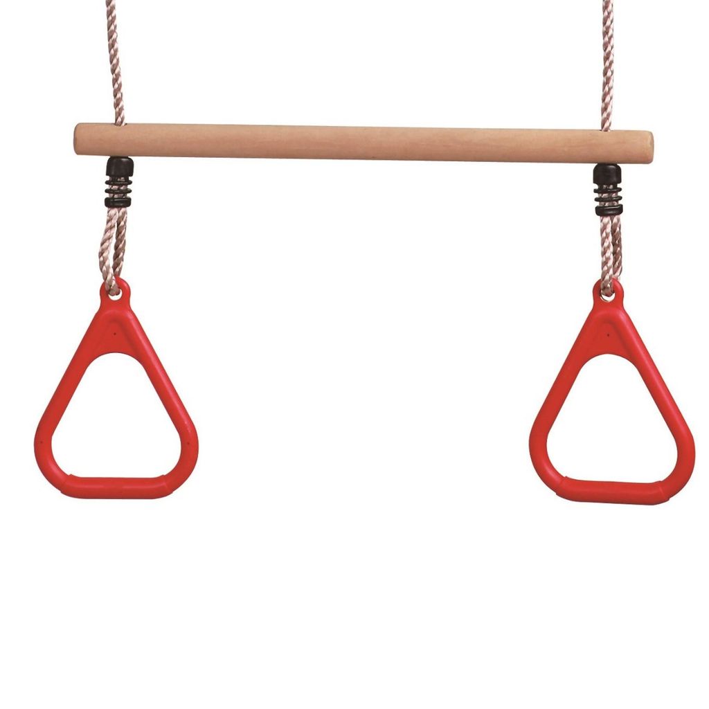 Holztrapez mit Kunststoffringen & verstellbarem Seil 58 cm