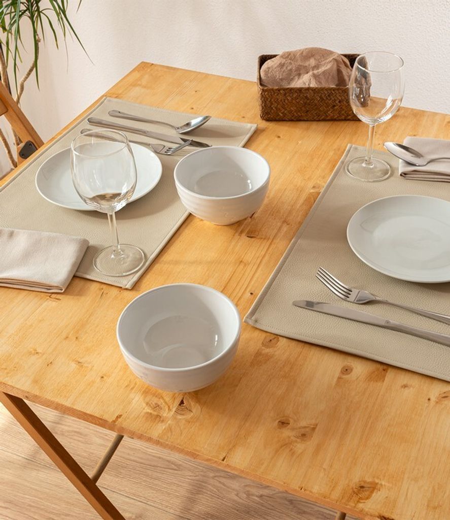 Monaco Sand 2er Set Tischsets in Lederoptik | Platzsets Beige 45x30cm