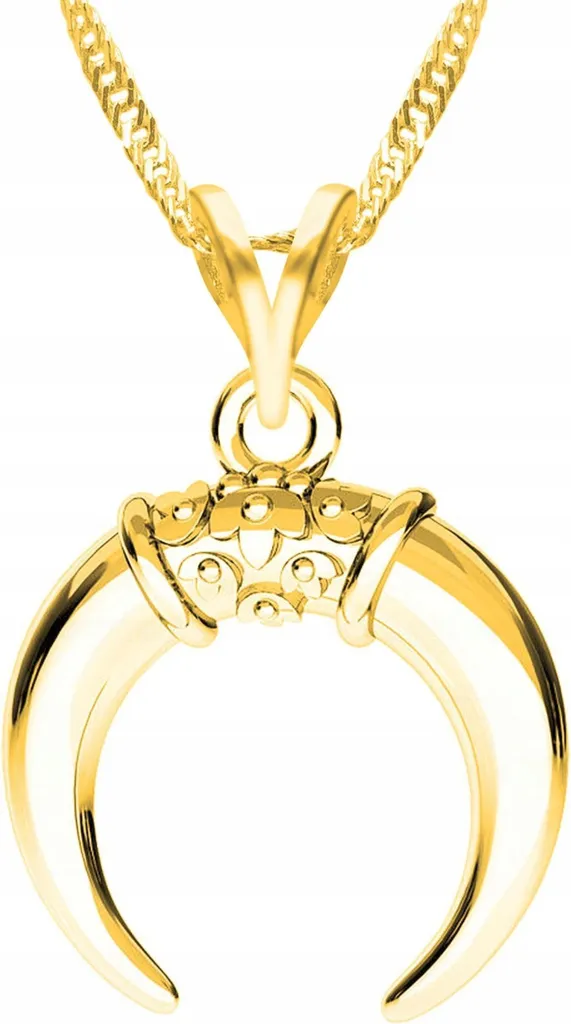 Collana d'oro con corna di luna, corna di mezza luna, ARGENTO 925