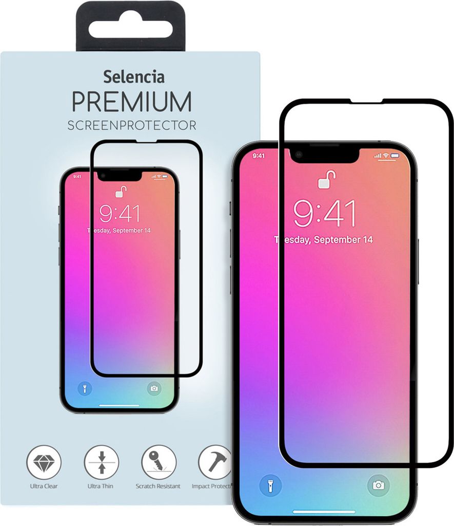 Selencia Premium Screen Protector aus gehärtetem Glas iPhone 13 / 13 Pro / 14 / 16e