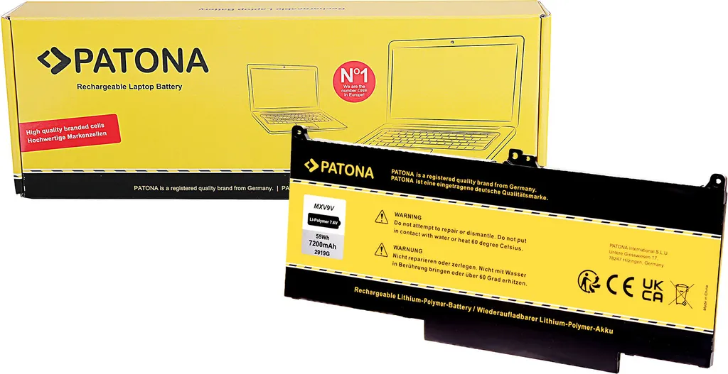 Batteria Dell MXV9V 60Wh 7.6V PATONA | Celle Grado A per Latitude 7400