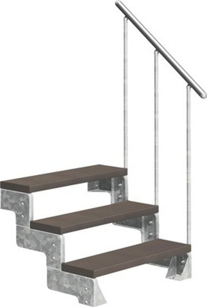 Aussentreppe Pertura Tallis mit Geländer 3 Steigungen 100 cm dunkelbraun