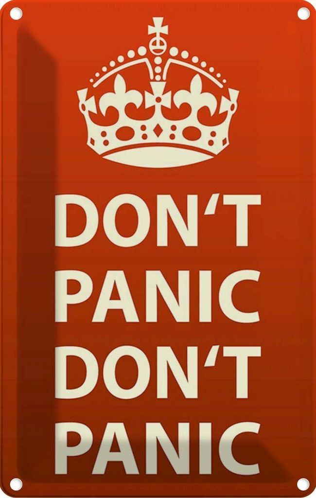 vianmo Blechschild 18x12 cm don ́t Panic keine Panik Krone Dekoration Spruch Zitat