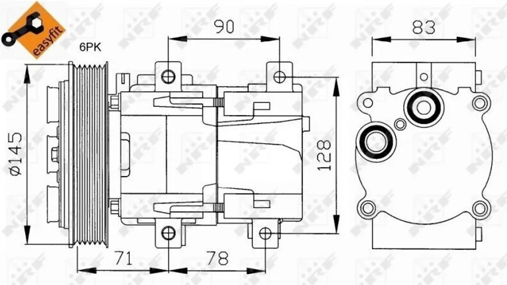 Compresseur Climatisation NRF 32076 pour Mondeo II et Transit - OE 1018267