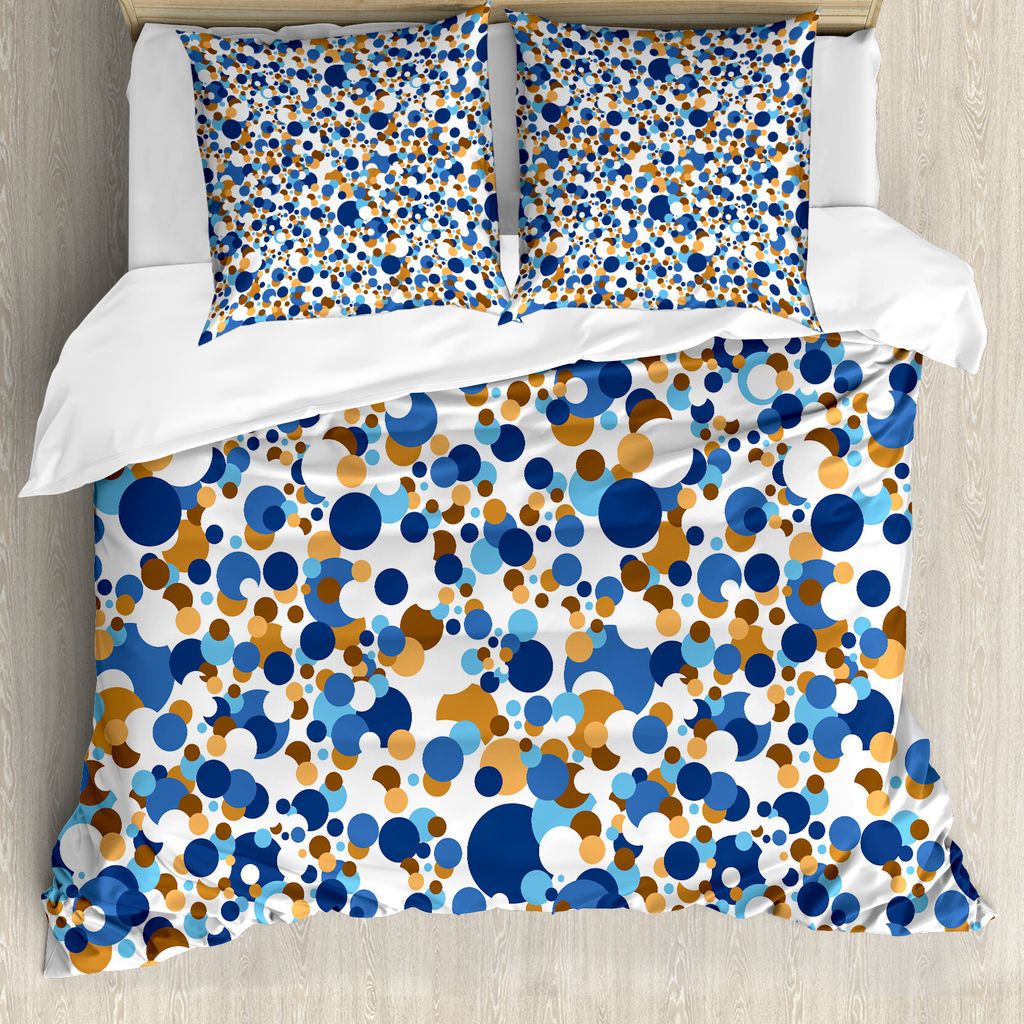 ABAKUHAUS Abstrakt Bettbezugs Set Für Doppelbetten, Bubble Retro festlich, Milbensicher Allergiker geeignet mit Kissenbezügen, Himmelblau Zimt Ap...