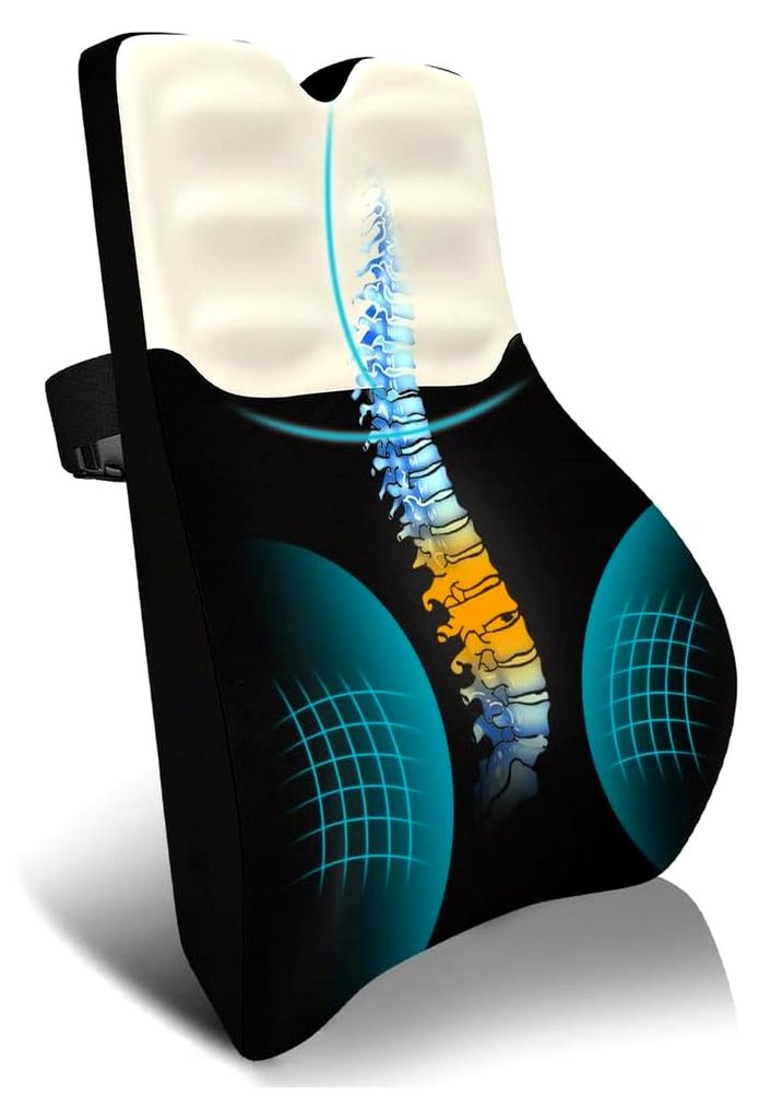 Rückenkissen aus Memory-Schaum, ergonomisches Lendenkissen für Bürostuhl, Autositz und Schreibtischstuhl mit hautfreundlichem Bezug und verstell...