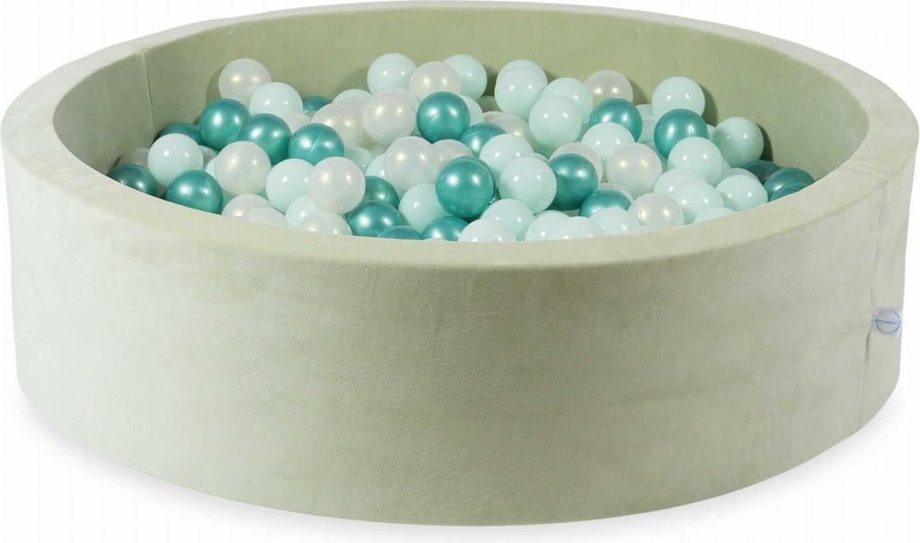 Bällebad 110x30 Samtig weich Hellmint – Mit 400 Bällen / Helles Mint, Meerjungfraueneffekt, metallisches Türkis