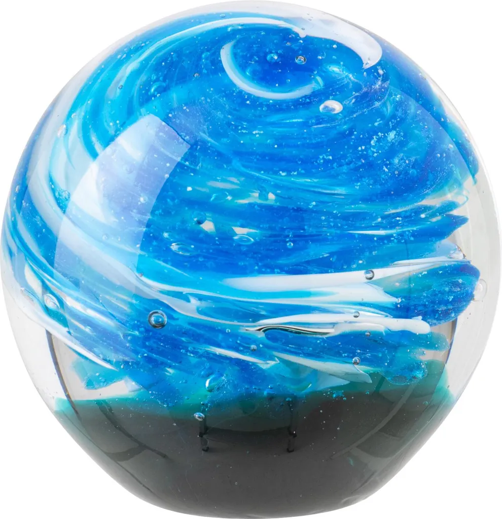 J-Line Presse-papier boule en verre bleu et vert moyen - Décoration chic