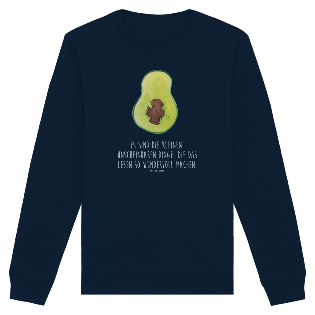 Mr. & Mrs. Panda Baumwoll Pullover Avocado Kern Größe M - French Navy - Geschenk, Sweatshirt, Sweater, Pulli, Pflanze, Baby, Liebe, Bio