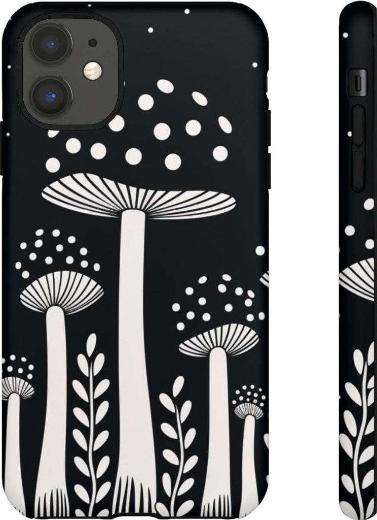 Schwarz-weißes Pilzmuster – Hülle Kompatibel mit iPhone 11