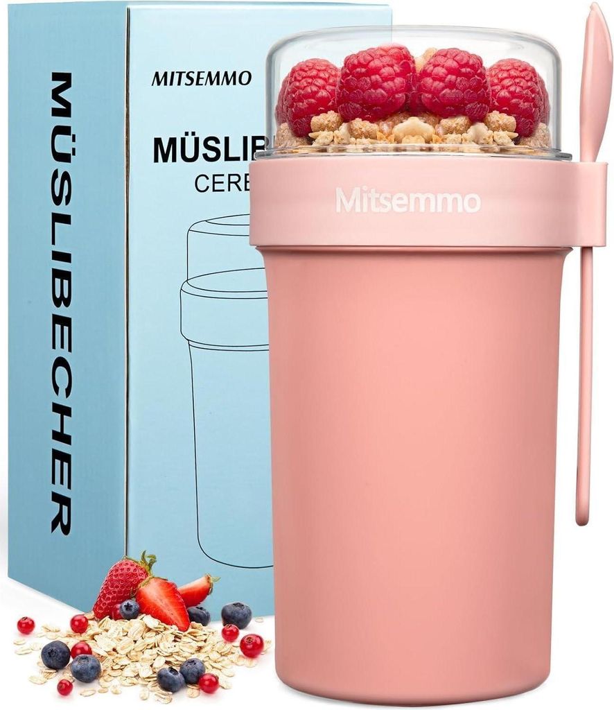 Müslibecher to Go 760ml+230ml Joghurtbecher mit Löffel Produktbild 