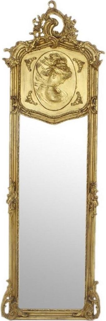 Casa Padrino Barock Spiegel Antik Gold 55 x H. 175 cm - Handgefertigter Antik Stil Wandspiegel - Ganzkörperspiegel - Garderoben Spiegel - Wohnzimm...