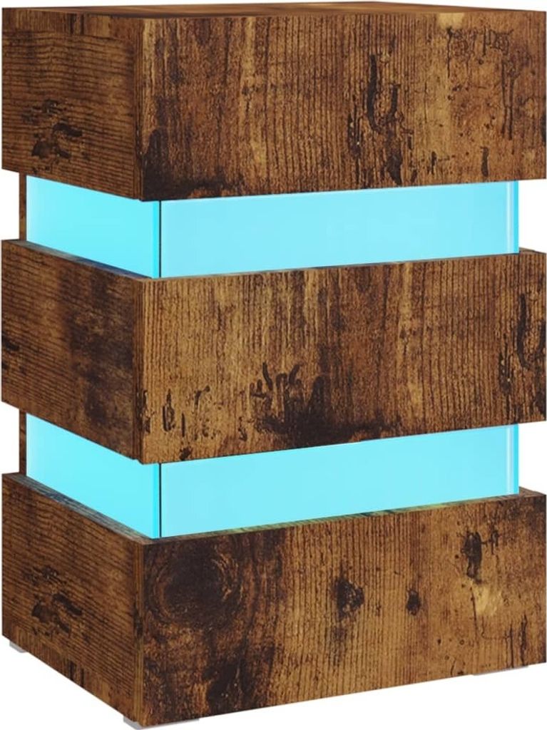 LED-Nachttisch Räuchereiche 45x35x67 cm Holzwerkstoff
