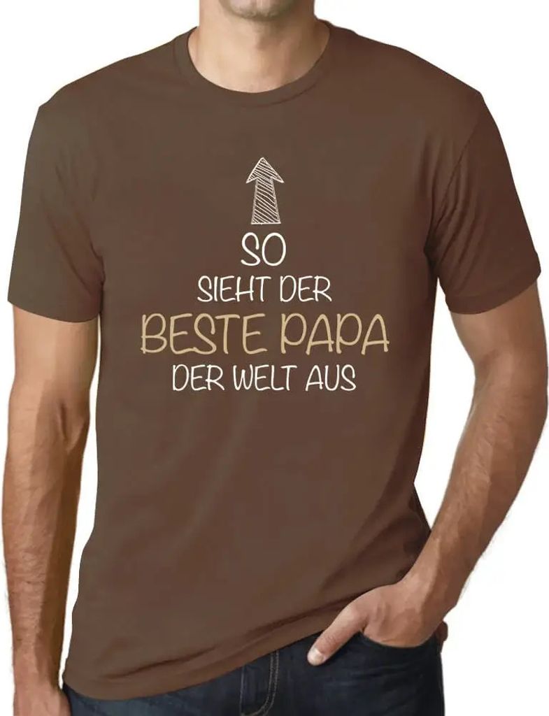 Herren Grafik T-Shirt Beste Papa Der Welt Aus Öko-Verantwortlich Vintage Jahrgang Kurzarm Lustige Druck Geburtstag Geschenk Mann