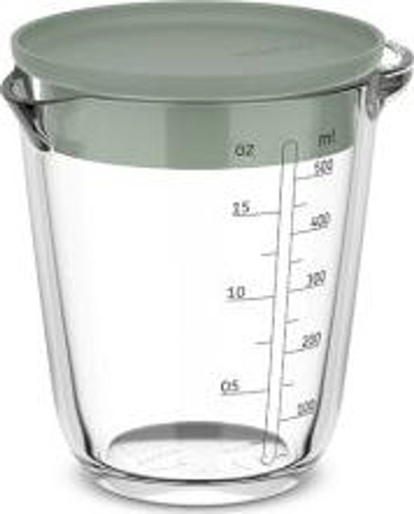 Mepal - Glas Messbecher mit Deckel Chef it - Leicht ablesbare. eingravierte Skala - Mikrowellen- & Backofengeeignet (ohne Deckel) - Hochwertiges Gl...