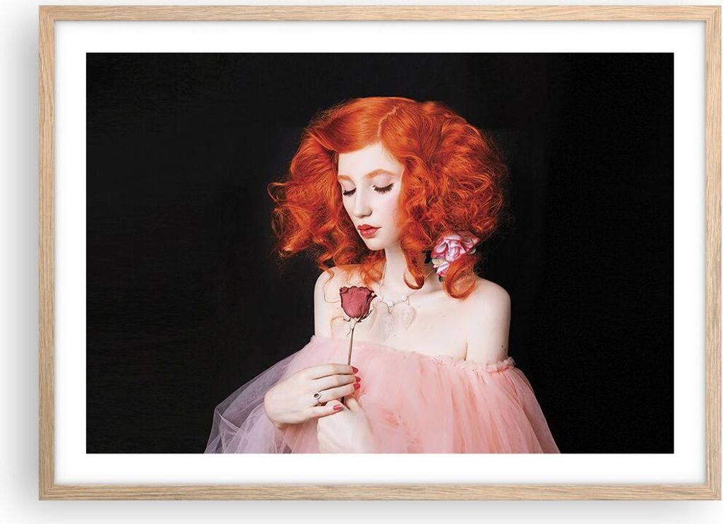 Gerahmtes Poster - Rahmen in heller Eiche - Erz Frau Rose - 70x50 cm - Wand Bild - Wanddeko - Wandbilder - Kunstposter - Wandposter - Bilderrahmen ...