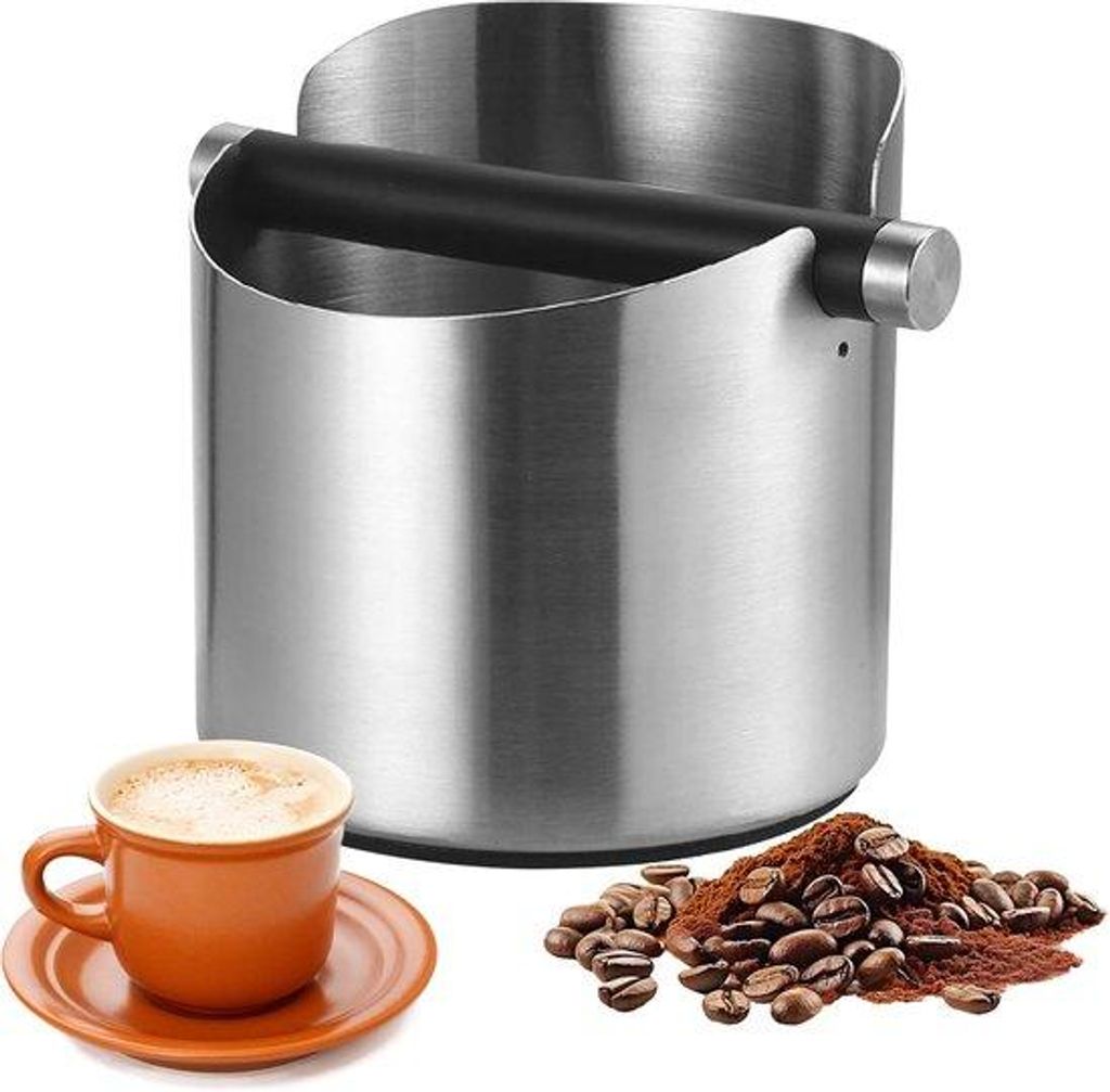 Espresso-Klopbox aus Edelstahl, 11 cm, mit Dämpfer und abnehmbarer Stange, Barista-Zubehör