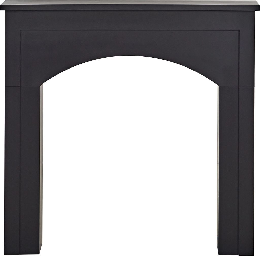 BELIANI Kaminumrandung Schwarz MDF-Platte mit Sockel Schmal Retro Stil Klassisch Kaminkonsole Kaminattrappe Wohnzimmer Schlafzimmer Flur Esszimmer