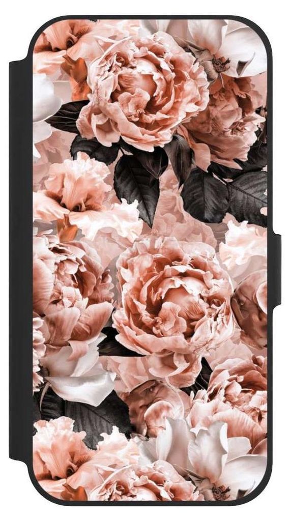 NIVOCASE Klapphülle für Apple iPhone 12 Handyhülle aus Kunst Leder NIVOflip schwarz Blume Rose Vintage