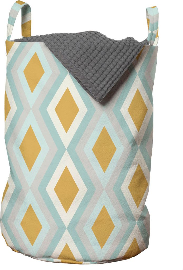 ABAKUHAUS geometrische Rhombus Wäschesack, weiche Modernistic, Wäschekorb mit Griffen Kordelzugverschluss für Waschsalons, 33 cm breit x 49 cm h...