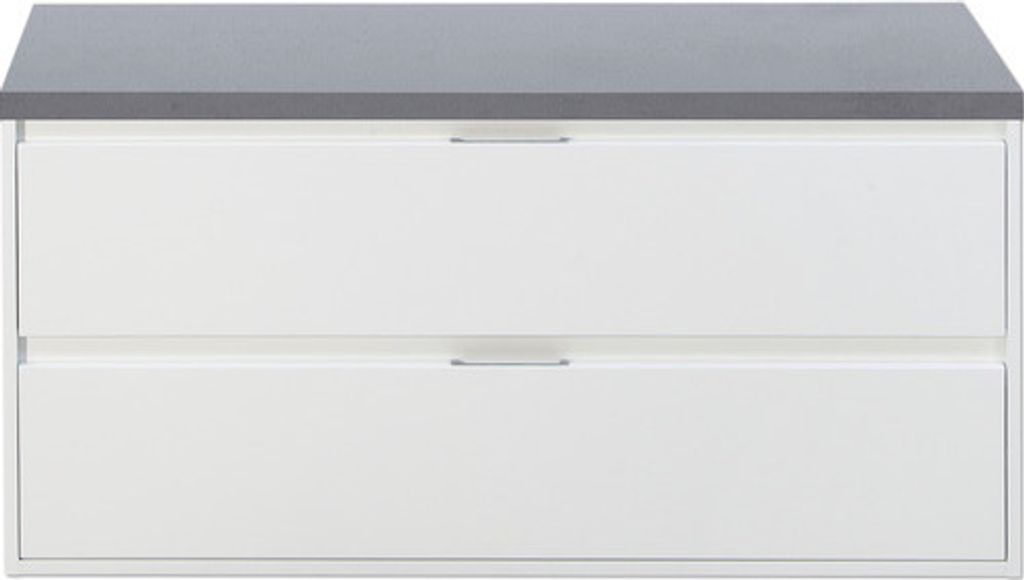 Waschtischunterschrank Sanox Porto Frontfarbe weiß hochglanz BxHxT 120,2 x 58,6 x 50 cm WT-Platte icegreen
