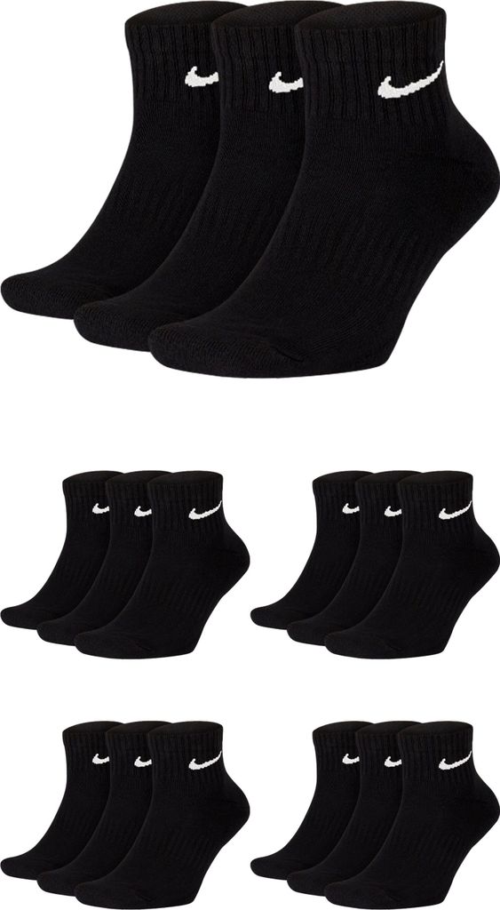 Nike SX7677 Socken Damen Herren Kurz Sportsocken Sparset - Größe: 34-38 - Farbe: 15 Paar schwarz