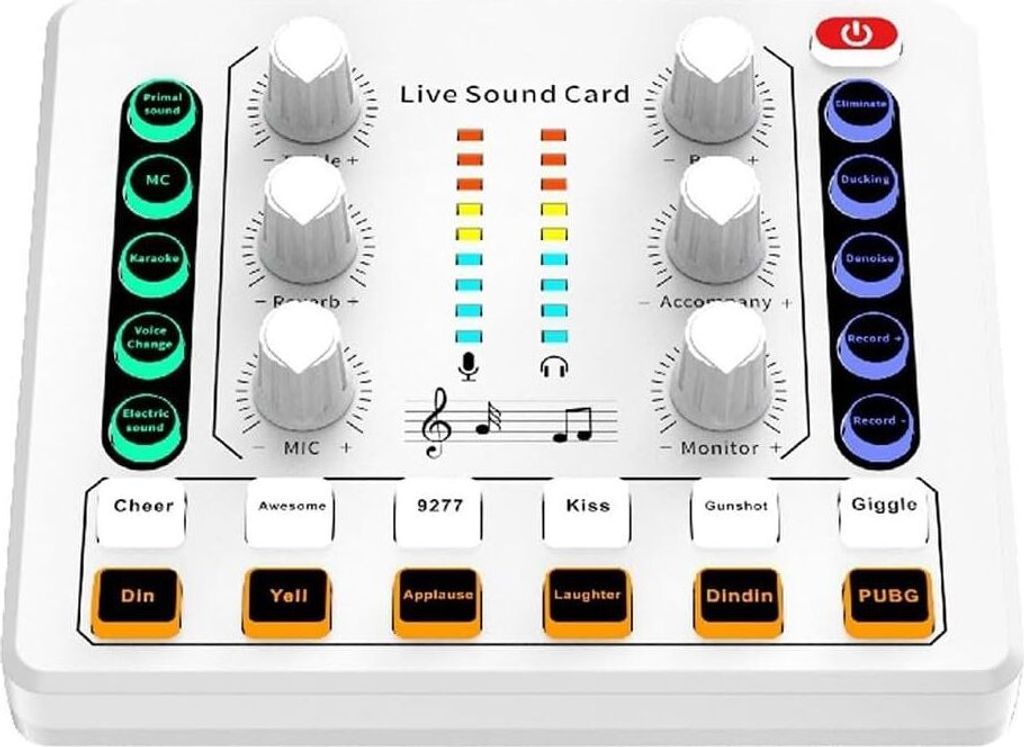 ZELURXX Tragbare Podcasting-Equipment-Set, Audio-Interface und DJ-Mixer und BM-800 Kondensatormikrofon, mit Mikrofonarm, Bluetooth, Nur Soundkarte