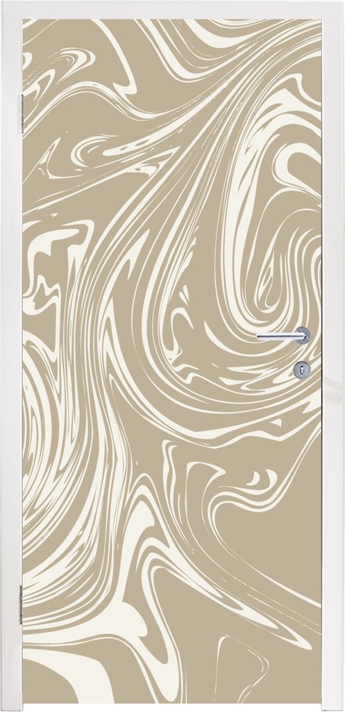MuchoWow Türtapete Selbstklebende Türfolie Marmor - Beige - Weiß 80x215 cm Türposter Türaufkleber Klebefolie Türklebefolie - Selbstklebende...