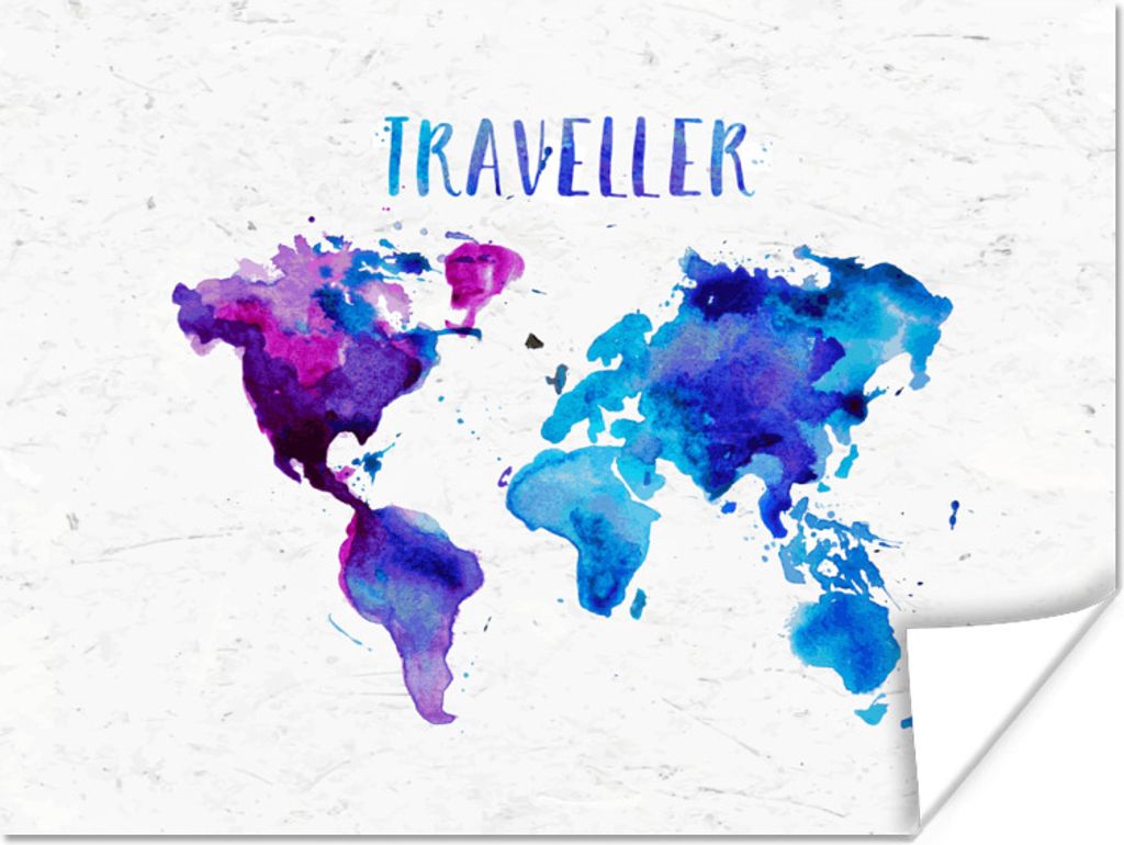 MuchoWow Poster Karte - Aquarellfarbe - Text 160x120 cm - Foto Plakat