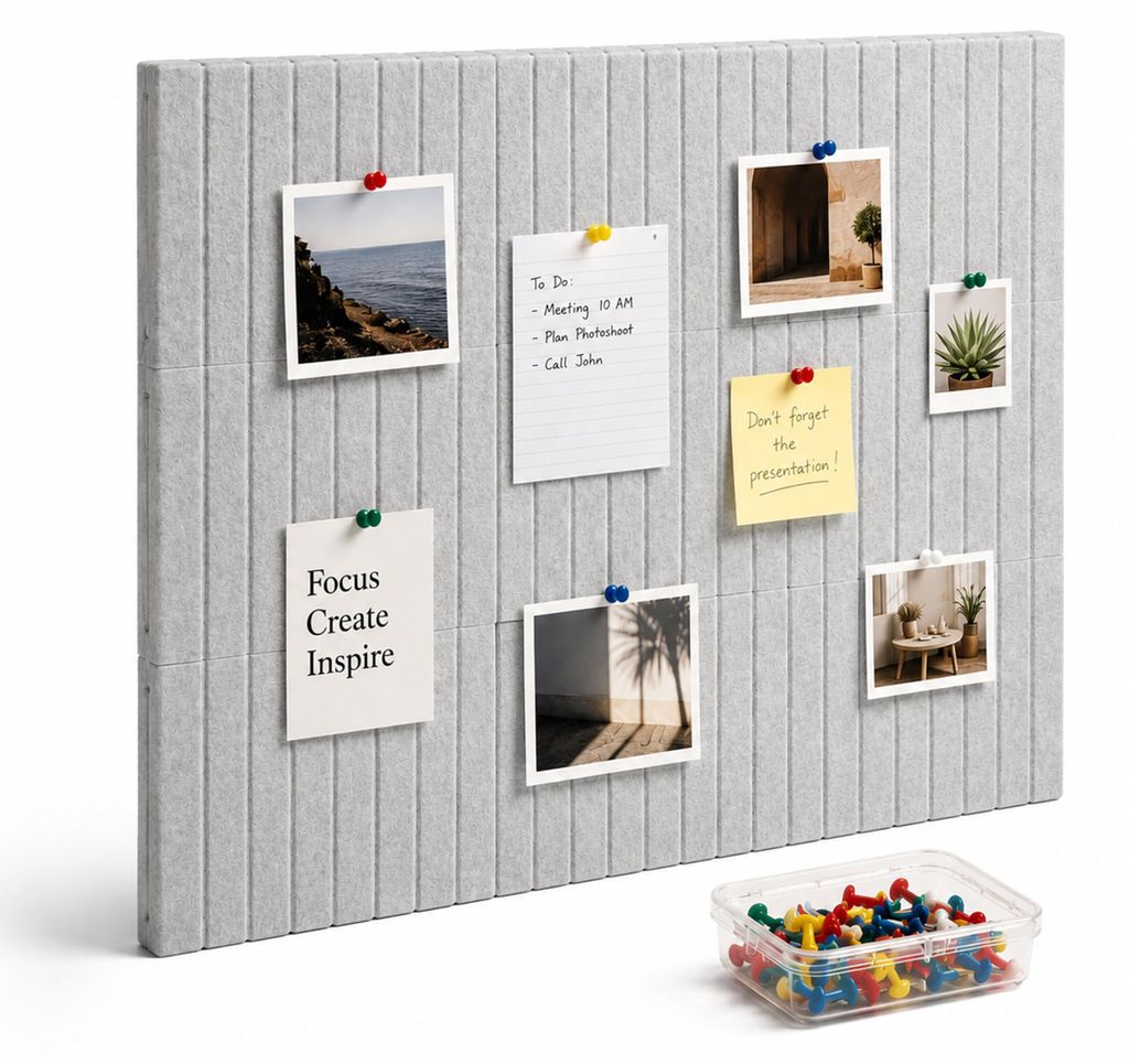 Relaxdays Filzpinnwand 9er Set, selbstklebende Rechtecke, Produktbild 