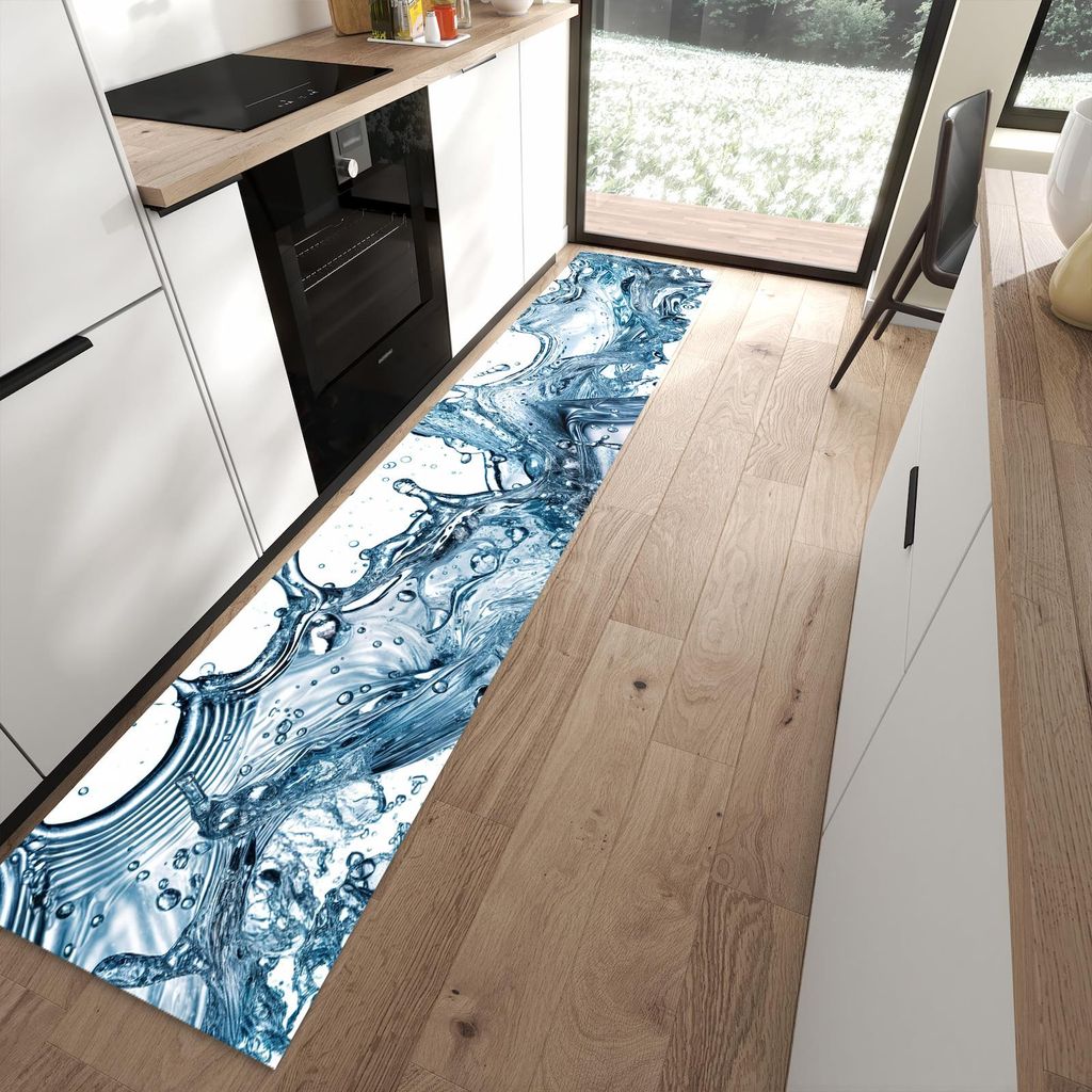Küchenteppich 60x300cm rutschfest & abwischbar PVC Läufer - Wasserspritzer