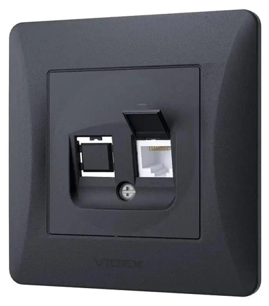 Videx Binera RJ45 Prise Informatique Simple Noir Graphite Encastrable - 5