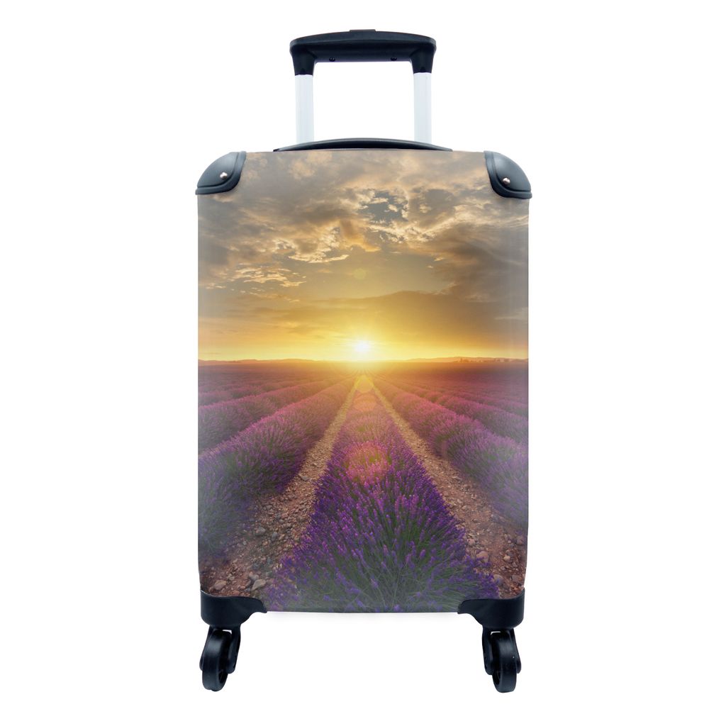 MuchoWow Koffer Handgepäck Trolley Rollkoffer Kleine Reisekoffer mit 4 Rollen - Frankreich - Lavendel - Sonne - Cabin Size < 55x40x23 cm & 55x40...