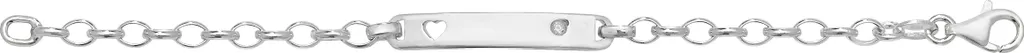 Gourmette identité Baby Coeur Argent fin 925 - 14cm*4mm Réf TRS25666