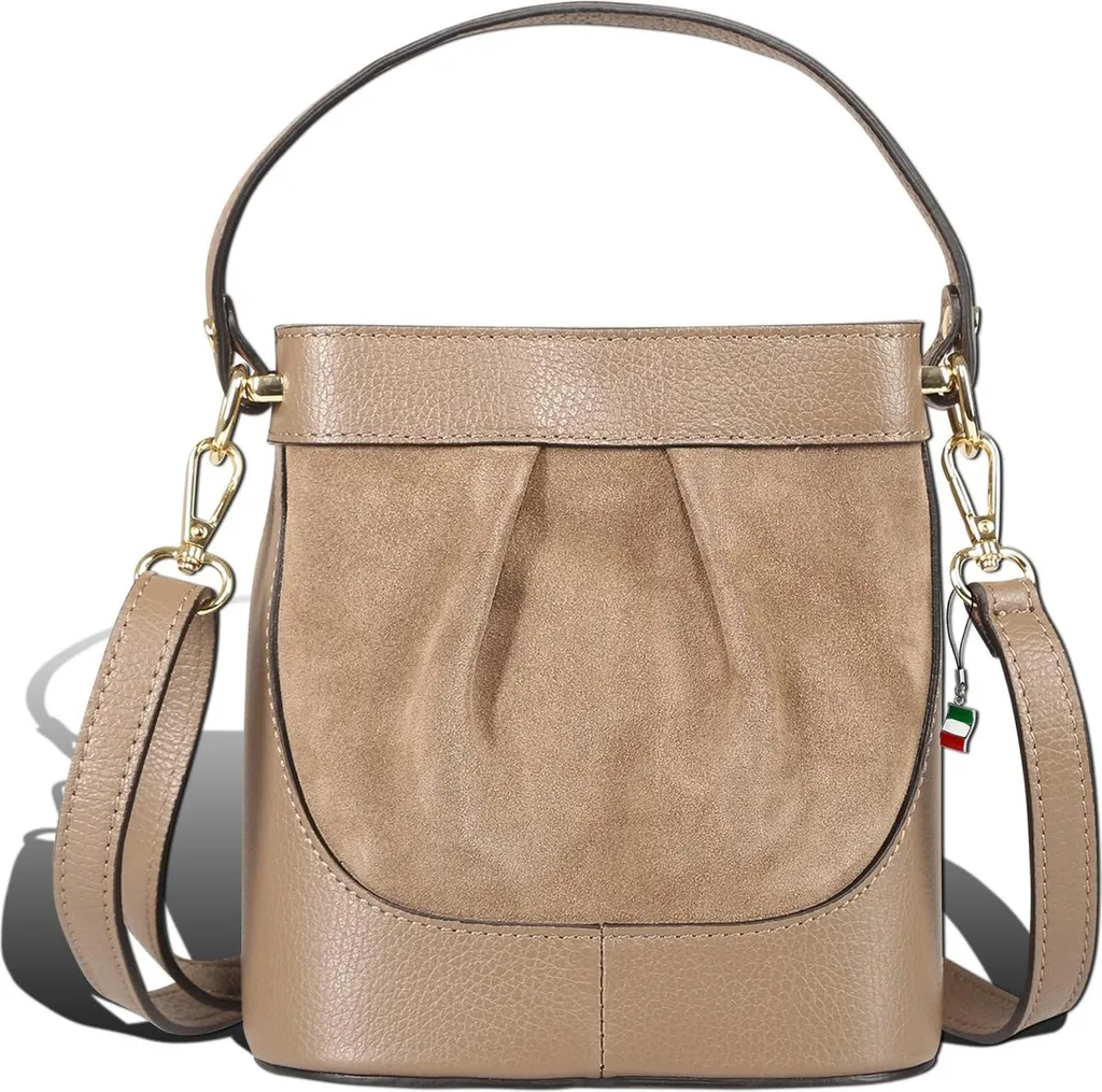 Sac bandoulière Florence en cuir de vachette taupe D2OTF171I6