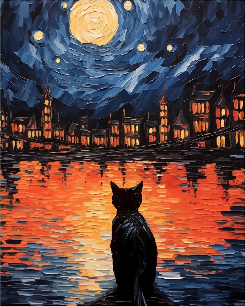 Wallario Poster - Blick eines Nachtwächters, Kunstdruck Größe: 40 x 50 cm