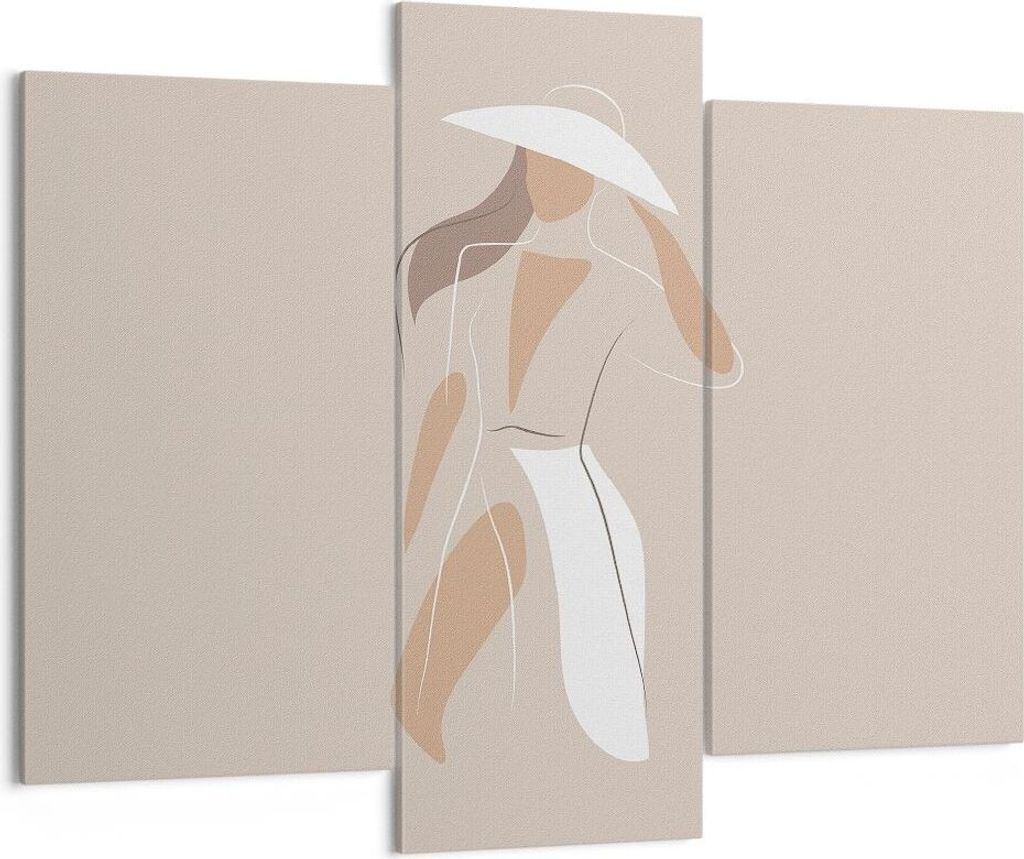 Bild auf Leinwand - Leinwandbild - 3 Teile - Minimalismus Frau Buntstift - 130x100cm - Wand Bild - Wanddeko - Wandbilder - Leinwanddruck - Bilder -...